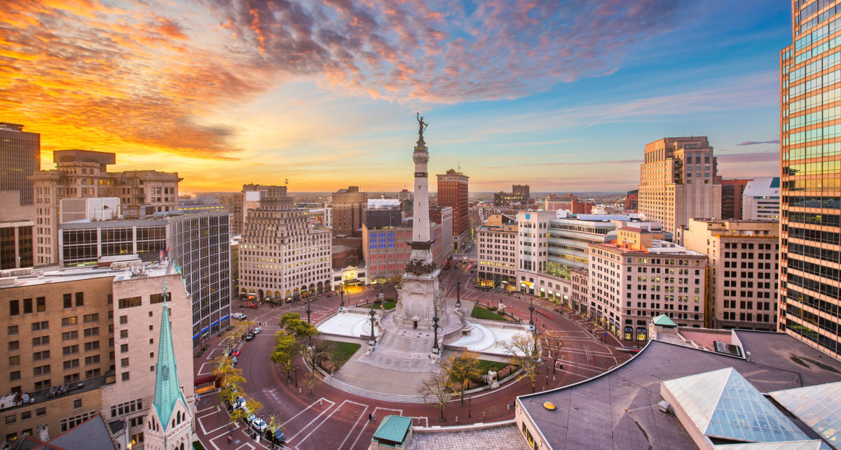 Monument Circle Sunrise CNO Financial Indianapolis Monumental Marathon